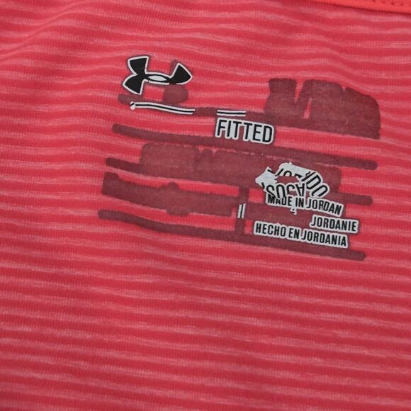 UNDER ARMOUR Womens HeatGear Striped Printed Shirt Coral XL - Picture 4 of 5